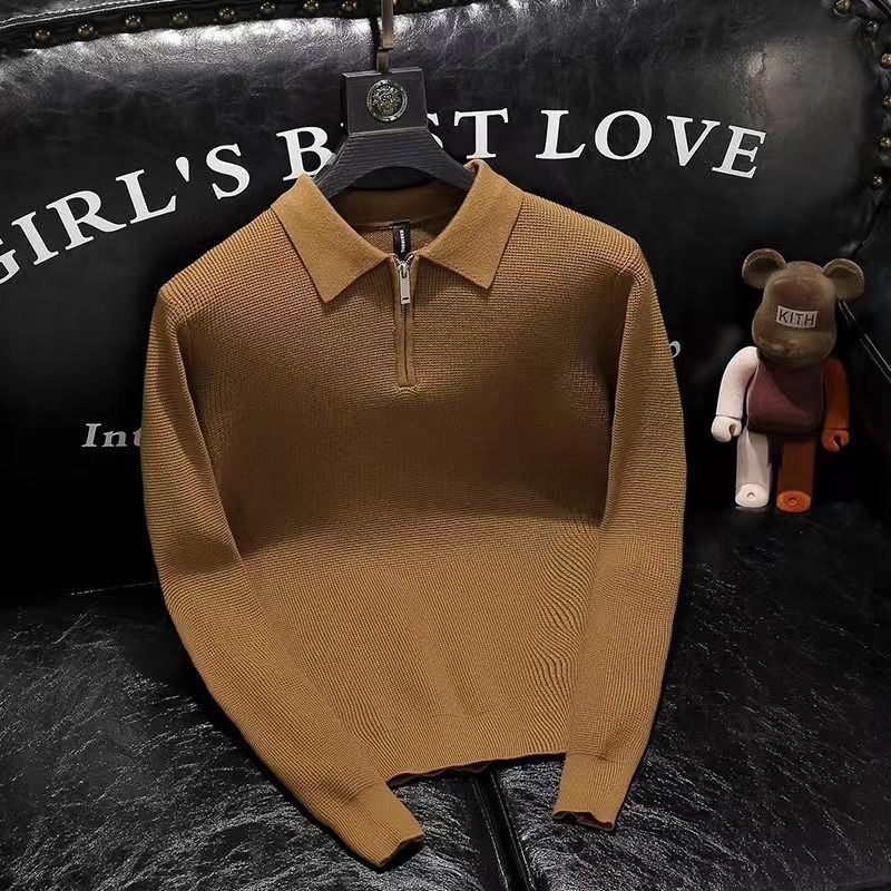 Men Formal Wear Coat - قميص بولو محبوك بتصميم سحاب أنيق