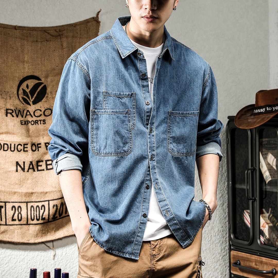 Men Formal Wear Coat - الربيع روفيان وسيم الدنيم الأدوات قميص