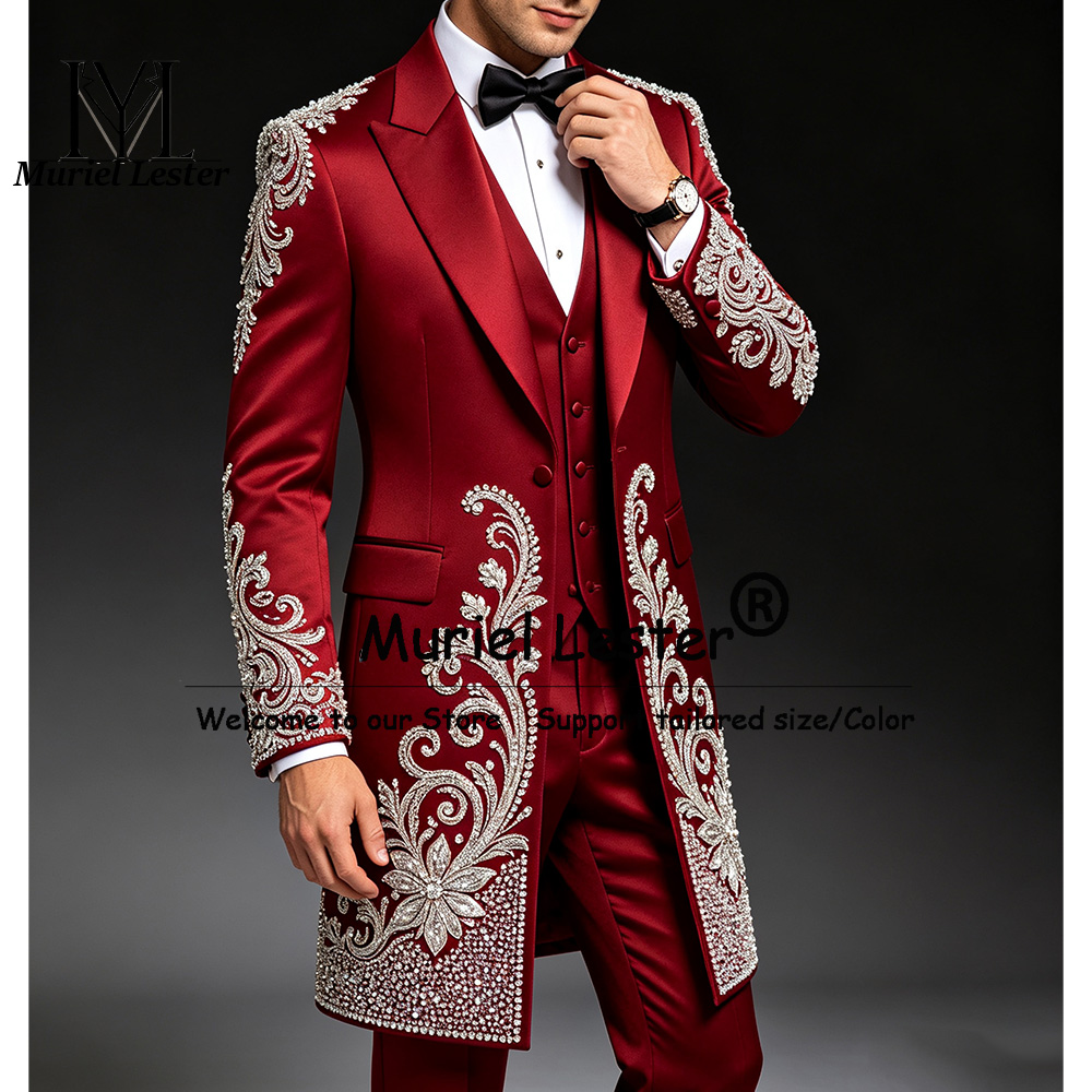 Men'S Formal Dinner Wear - بدلة رسمية فاخرة للحفلات، بليزر مزين