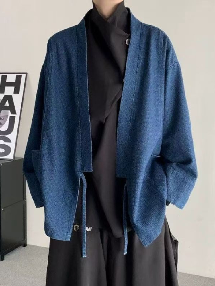 Men Formal Wear Coat - معطف دينم كلاسيكي على الطراز الياباني