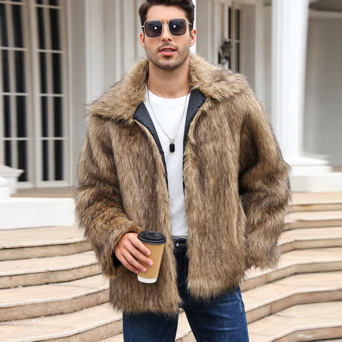 Men Formal Wear Coat - الرجال فو الثعلب الفراء سترة معطف