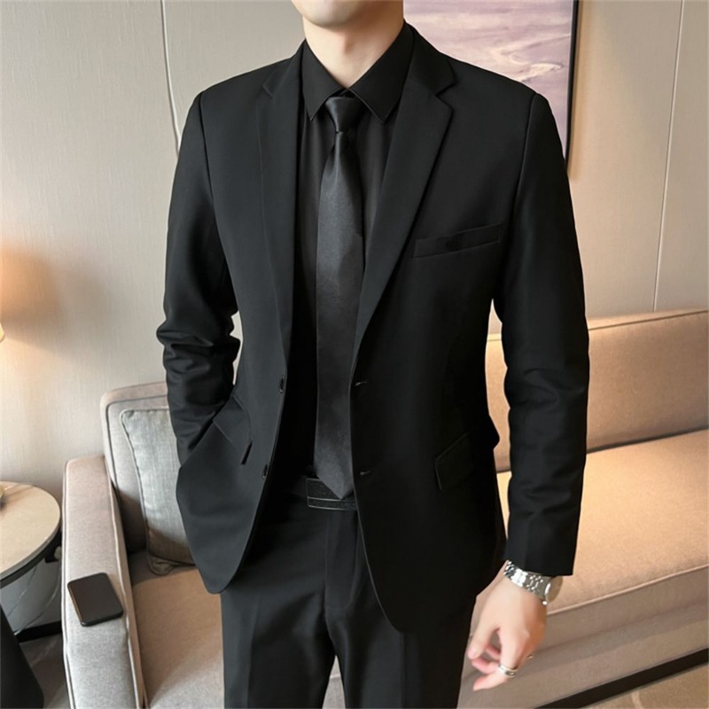 Korean Men Formal Wear - بدلة رجالية من قطعتين بقصة ضيقة