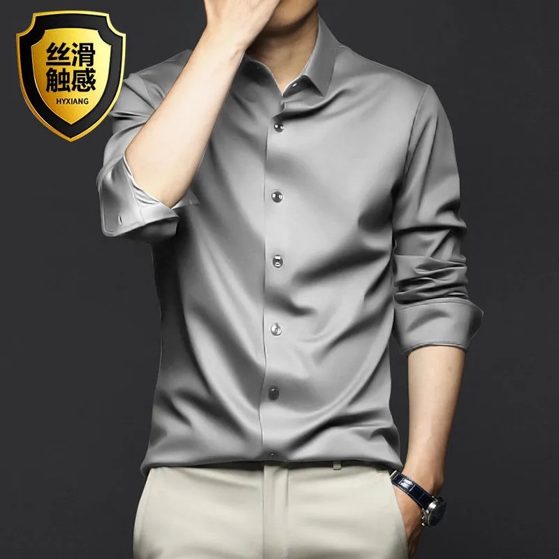 S-5XL قميص رجالي كم طويل غير ح - مراجعة Korean Men Formal Wear وسعره