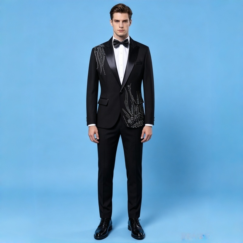بدلة رسمية رجالية ضيقة مع سترة - مراجعة Men Formal Wear Black And White وسعره