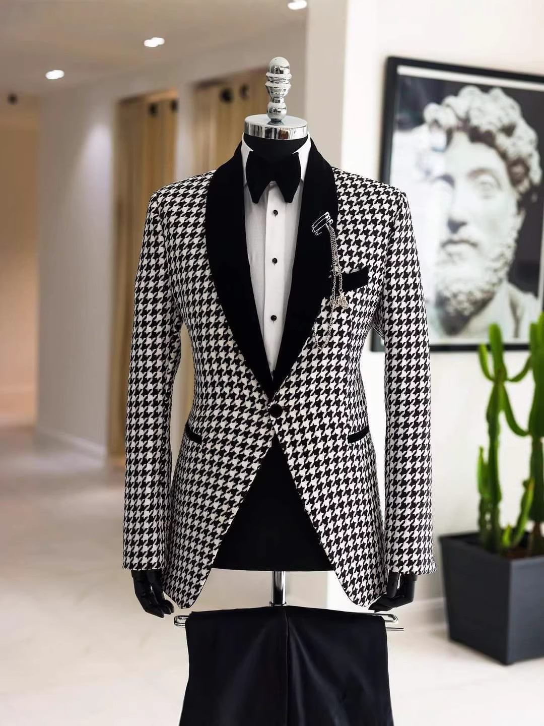 بدلة أنيقة بنقشة مربعات مخصصة  - مراجعة Men Formal Wear Clothes وسعره