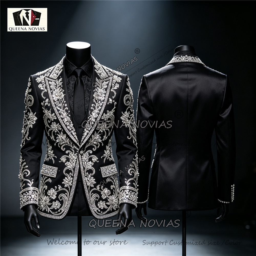بدلات رجالية مزينة بالخرز اللا - مراجعة Men Formal Wear Clothes وسعره