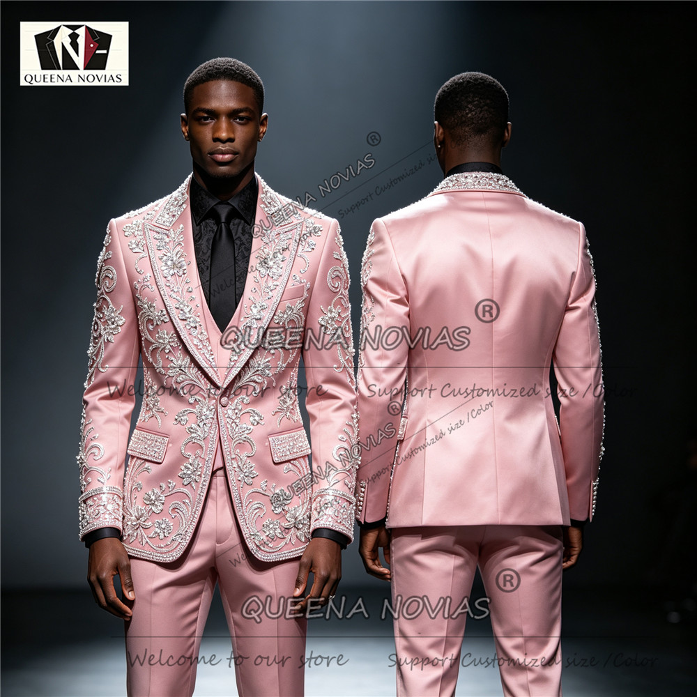 بدلات رجالية مزينة بالخرز اللا - مراجعة Men Formal Wear Clothes وسعره