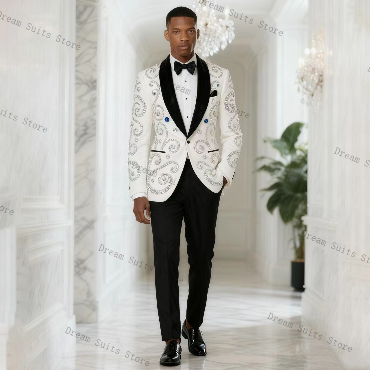 بدلة رجالية بيضاء مكونة من قطع - مراجعة Men Formal Wear Black And White وسعره