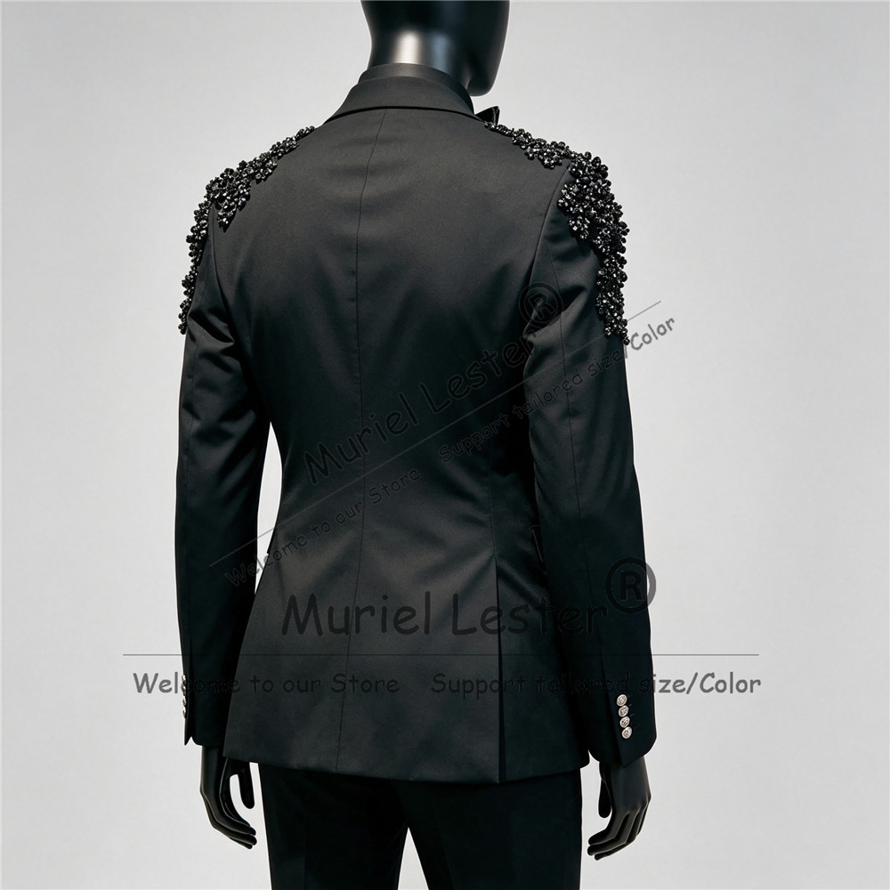 طقم بدلة فاخرة مرصعة بالألماس  - مراجعة Men Formal Wear Clothes وسعره