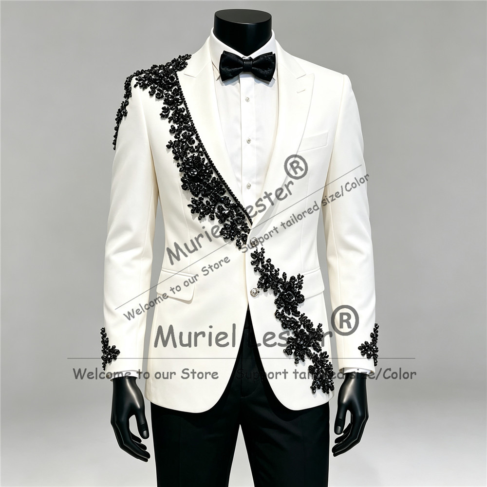 طقم بدلة فاخرة مرصعة بالألماس  - مراجعة Men Formal Wear Clothes وسعره